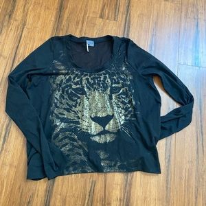 Sparkle and Fade Leopard Black Top